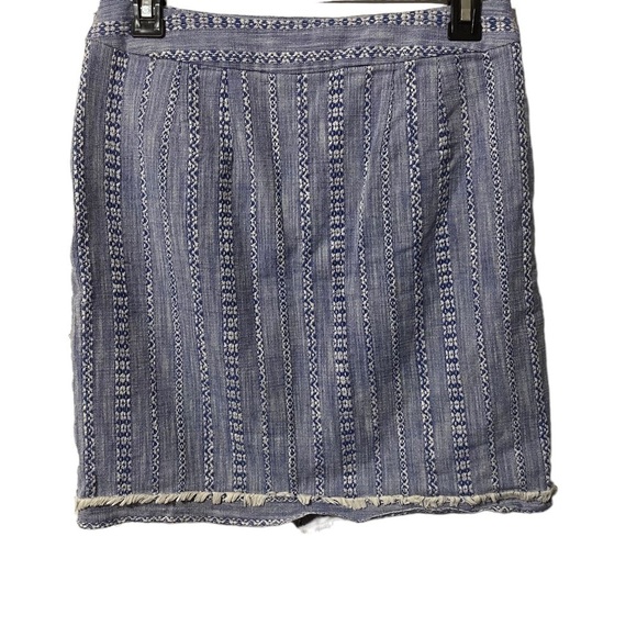 𝅺LOFT Blue & White 100% Cotton Lightweight Front Wrap Skirt w/Lining - Picture 4 of 7